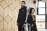 Спортивний костюм з капюшоном теплий зима Adidas Адідас Худі + штани чорний Київ, фото 2