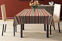 Скатерть хлопок тефлон водоотталкивающая гидрофобная пропитка в полоску розово-зеленого цвета