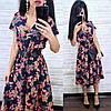 Стильне плаття з квітами та поясом із високою талією на літо софт, фото 8