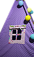 Вігвам дитячий намет для будинку комплект Бонбон Сови фіолетовий з подушками, фото 3