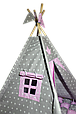 Вігвам дитячий намет для будинку комплект Бонбон Принцеса Рожевий з сірим і з подушками, фото 3