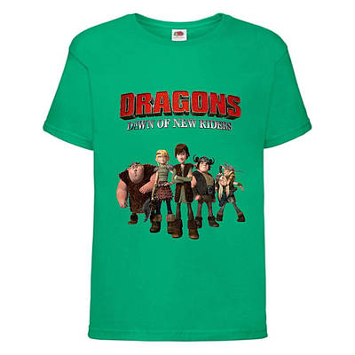 Футболка дитяча Як приручити дракона 104-164 розмір (KPD-05) зелена