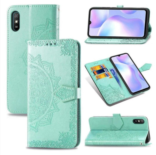 Чохол Vintage для Xiaomi Redmi 9A книжка з візитницею Бірюзовий