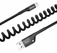 Кабель для зарядки телефона/ смартфона Baseus USB - Lightning 1 м 2 А Спіраль Чорний (CALSR-01), фото 4