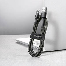Кабель для зарядки телефона/ смартфона Baseus USB - Micro USB 1 м 2.4 А Чорний/ Сірий (CAMKLF-BG1), фото 4