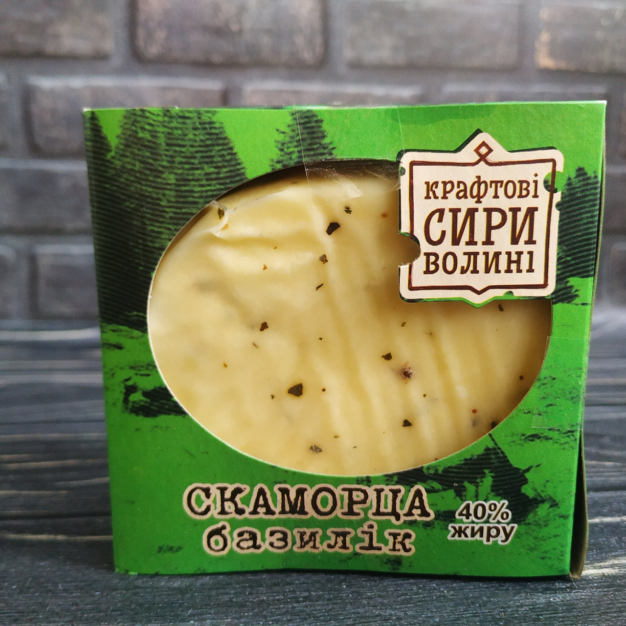 Сір Скаморца базилік 100г Волинська крафтова сироварня