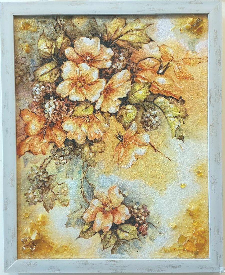Натюрморт Гілка квітів із виноградом на полотні Н-274 Гранд Презент 40*50