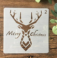 Новорічний трафарет Олень 13 на 13 см сірий