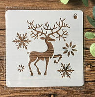 Трафарет новорічний Олень 13 на 13 см сірий