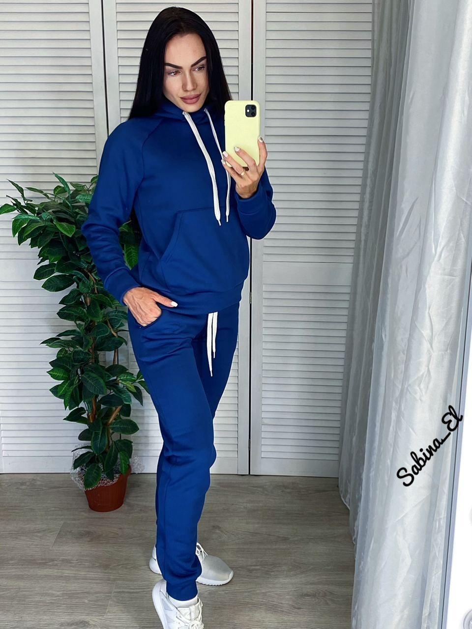 Костюм жіночий теплий із капюшоном і кишенею, фото 1