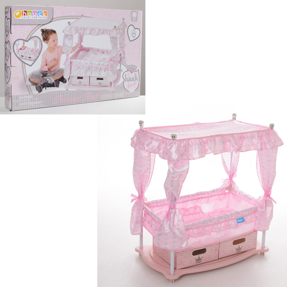 Іграшковий ляльковий манеж ліжко для ляльок HAUCK D90416 з балдахіном рожева**