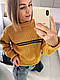 Укорочений теплий жіночий светр напіввовна зі смугою, фото 8