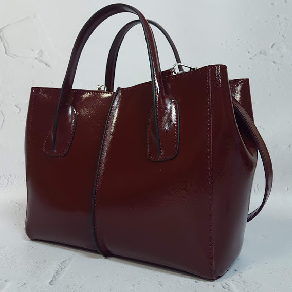Сумка жіноча "ФОРТА" натуральна шкіра,бургунді глянець, фото 1