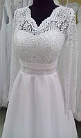 Свадебное шифоновое платье с длинным рукавом "Стиль-3"