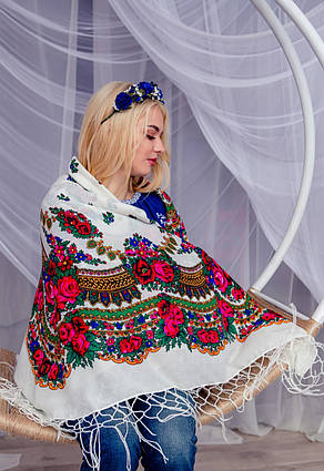 Українська хустка (125×125) біла