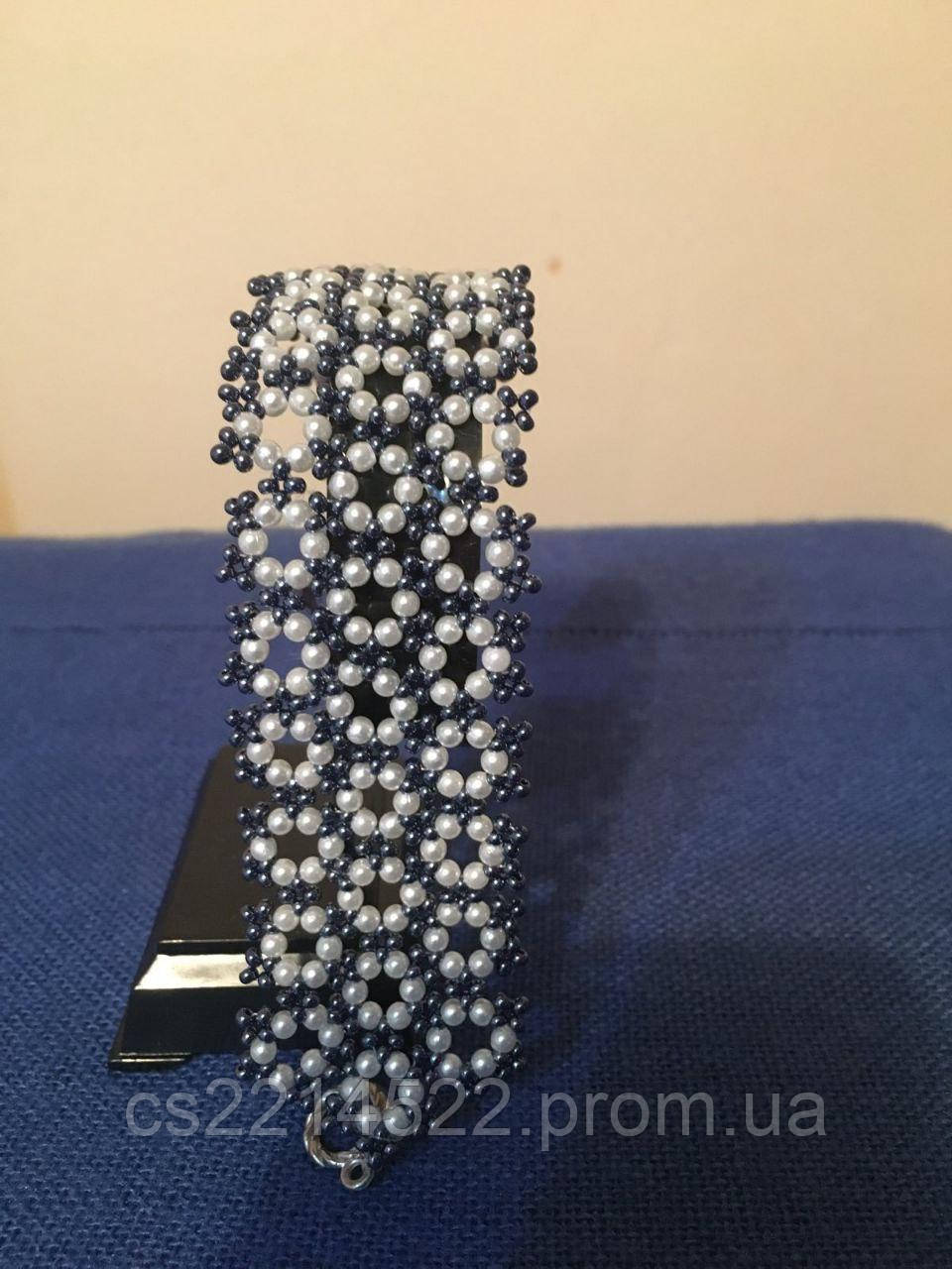 Жіночий браслет із бісеру та намистин, фото 1