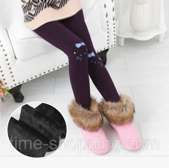 Лосини дитячі на хутрі "Hello Kitty" фіолетові