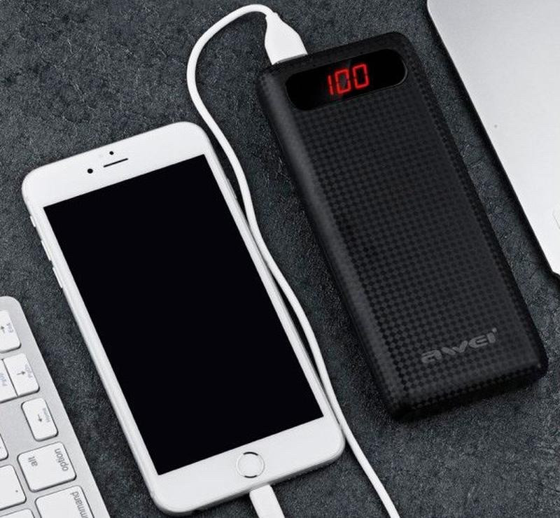 Power Bank AWEI 20000 mAh P70K внешний аккумулятор с LCD-дисплеем - фото 1 - id-p1282613098