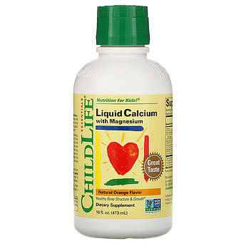 Рідкий кальцій та магній для дітей із 6 місяців ChildLife Calcium Magnesium смак апельсина 474 мл