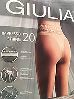 Женские колготки с утягивающим эффектом в зоне трусиков стингов и кружевным поясом Giulia Impresso string 20