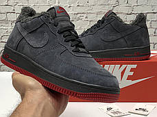 Зимние мужские кроссовки Nike Air Force grey с мехом. ТОП Реплика ААА класса., фото 3