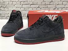 Зимние мужские кроссовки Nike Air Force grey с мехом. ТОП Реплика ААА класса., фото 3