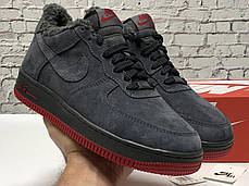 Зимние мужские кроссовки Nike Air Force grey с мехом. ТОП Реплика ААА класса., фото 2