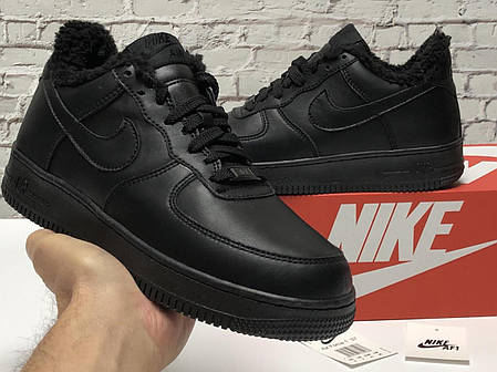 Зимние мужские кроссовки Nike Air Force black с мехом. ТОП Реплика ААА класса., фото 2