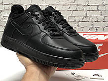 Зимние мужские кроссовки Nike Air Force black с мехом. ТОП Реплика ААА класса., фото 3