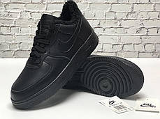 Зимние мужские кроссовки Nike Air Force black с мехом. ТОП Реплика ААА класса., фото 3
