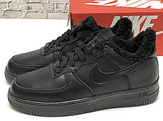 Зимние мужские кроссовки Nike Air Force black с мехом. ТОП Реплика ААА класса., фото 2