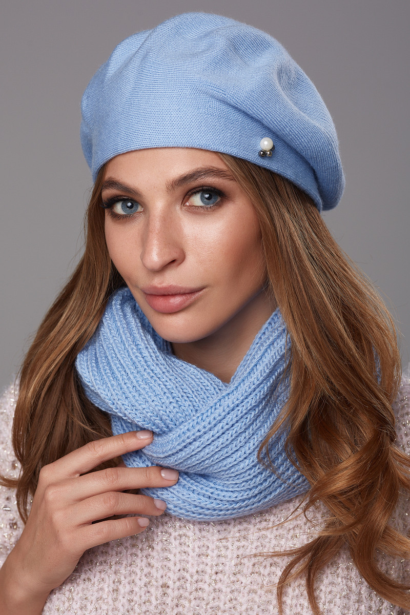 Зимовий жіночий комплект (бере+шарф) Кім