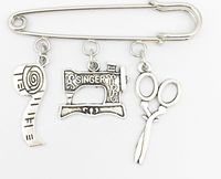 Швейная машинка зингер нитки булавка значок брошь брошка серебристый металл подарок швее