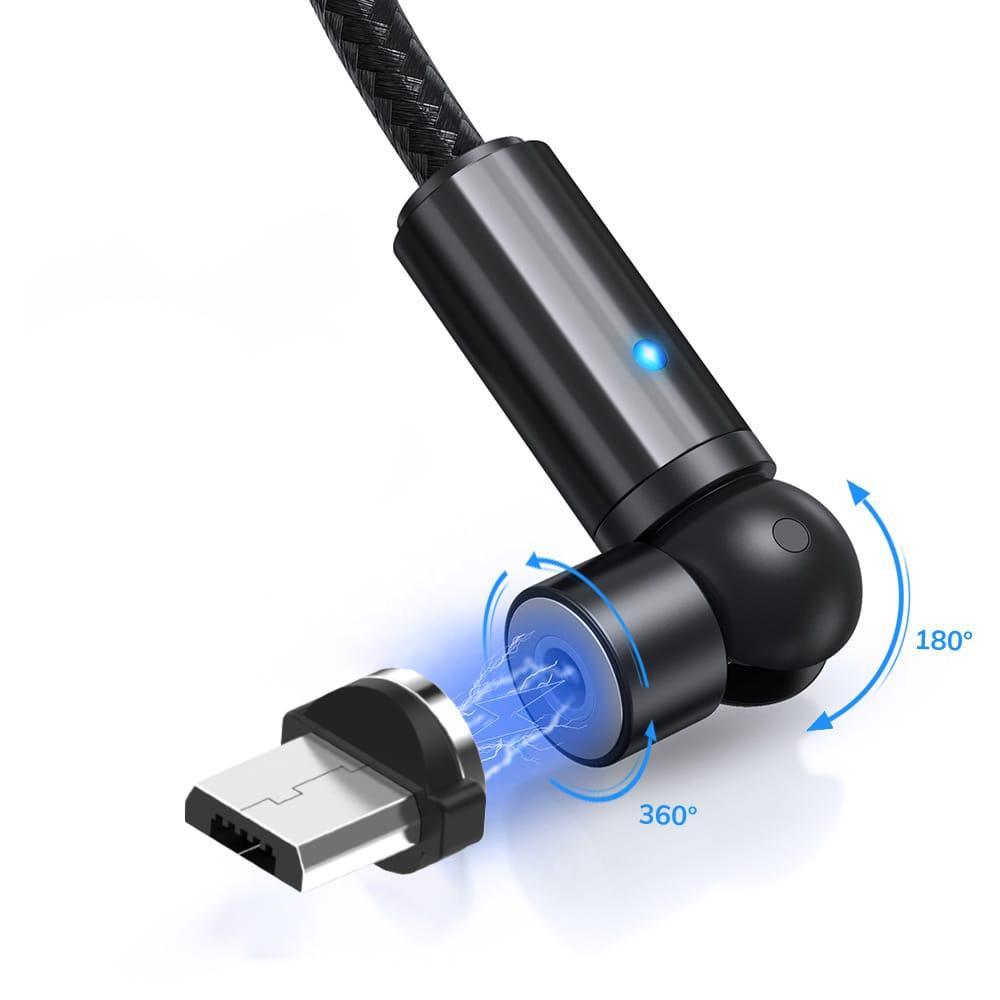 Магнітний кабель для заряджання Topk microUSB 1m 2.4 A 540° чорний (TK68U-VER2-BL)