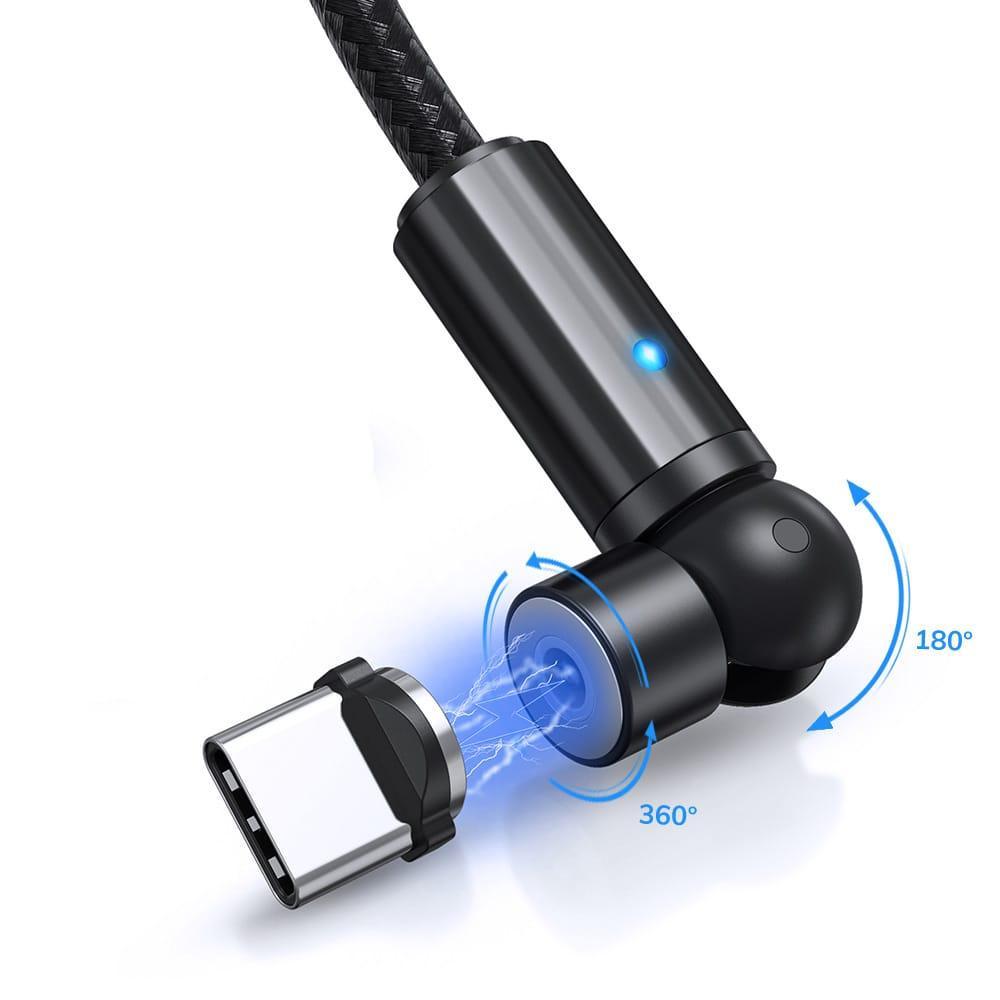 Магнітний кабель для заряджання Topk USB Type-C 1 m 2.4 A 540° чорний (TK68C-VER2-BL)