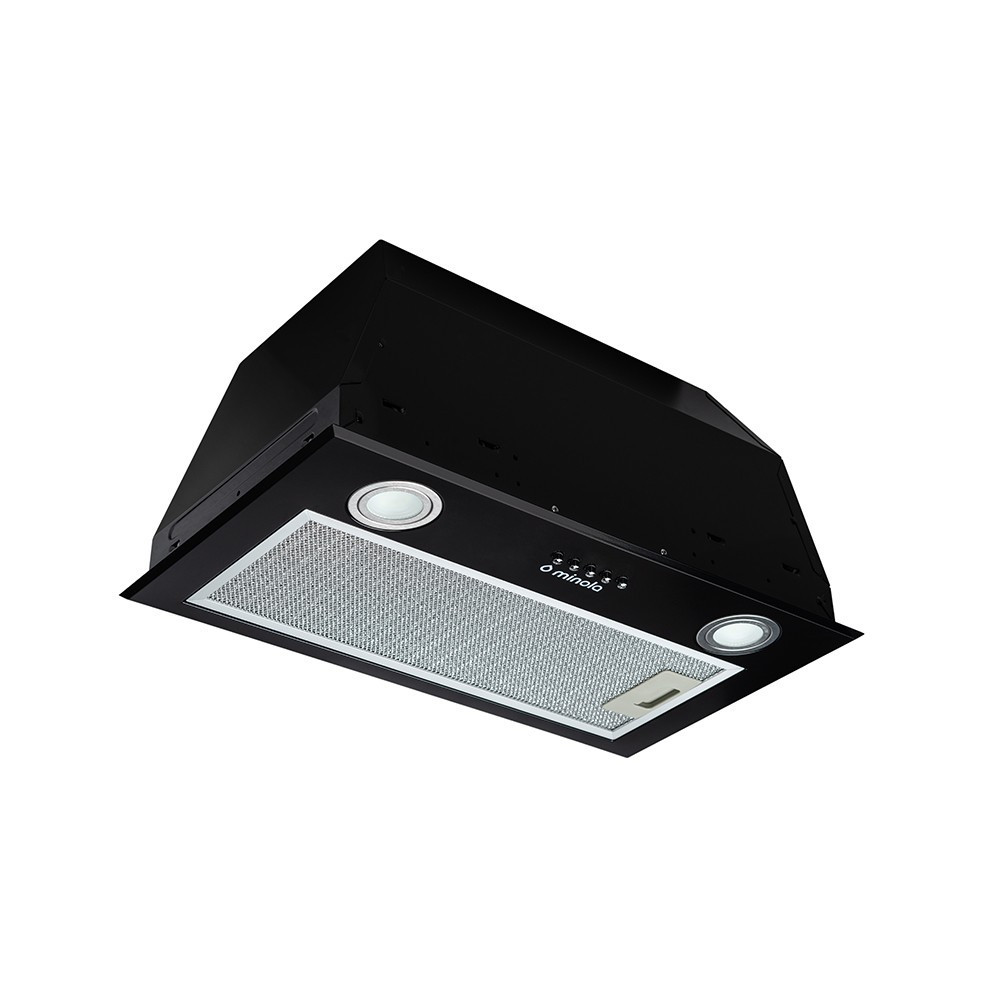 Чорна вбудована в шафу витяжка для кухні Minola HBI 5622 BL 1000 LED, шириною 52 см, фото 1