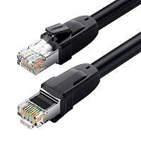 Патч-корд Ugreen NW121 S/FTP сетевой кабель Ethernet Cat8 с RJ 45 (Черный, 1м)