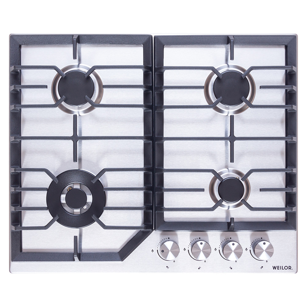 Газова варильна поверхня WEILOR GM W 624 SS, нержавіюча сталь з турбо конфоркою, газ-контроль, фото 1