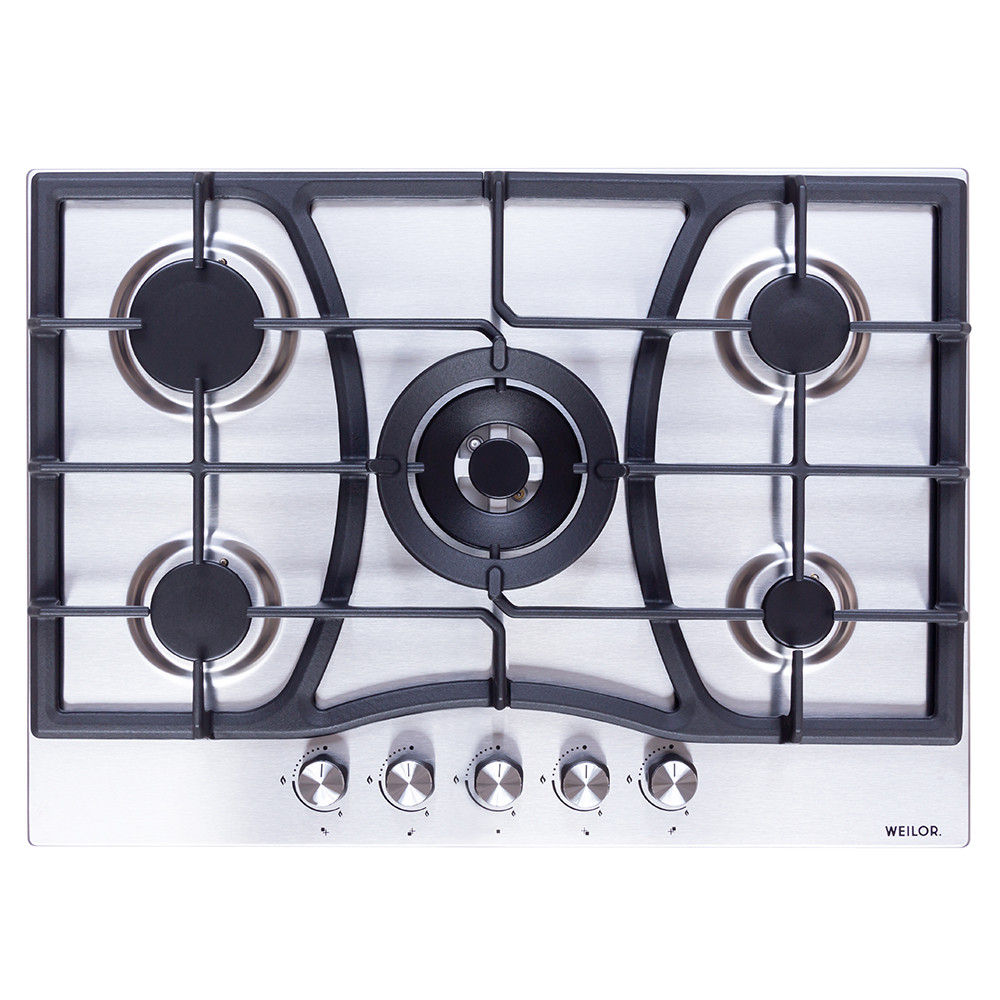 Газова варильна поверхня WEILOR GM W 714 SS, нержавіюча сталь на 5 конфорок, газ-контроль, фото 1