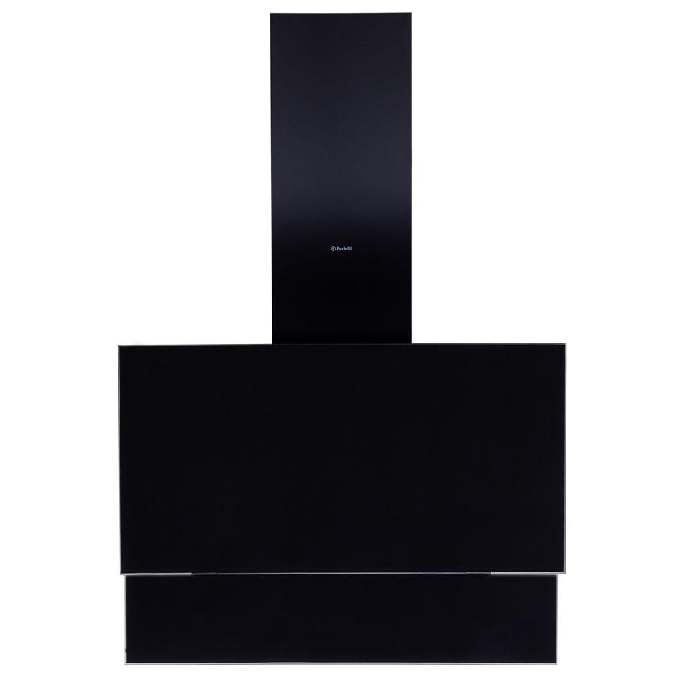 Чорна потужна похила кухонна витяжка Perfelli DNS 6602 BL LED, сенсорна настінна декоративна, 60 см, фото 1