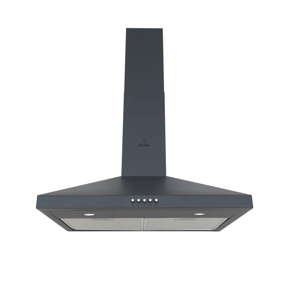 Сіра настінна декоративна купольна витяжка для кухні Perfelli K 6202 SG 700 LED, шириною 60 см, фото 1