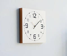 Настенные часы с деревянным бортом ручная работа Kauza 0004 3D цифры White (N010785)