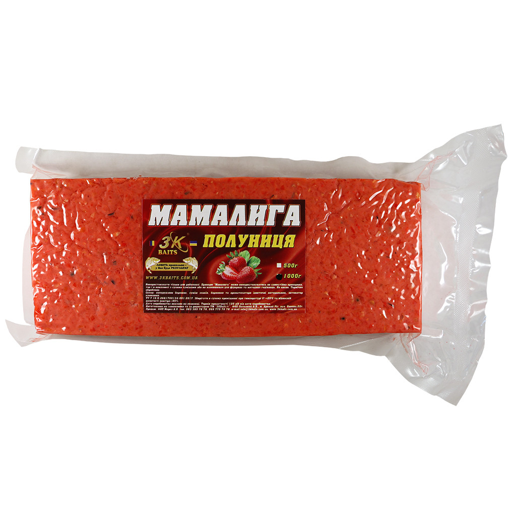 Прикорм 3KBaits Мамалига Полуниця 1000г (3KB1006)