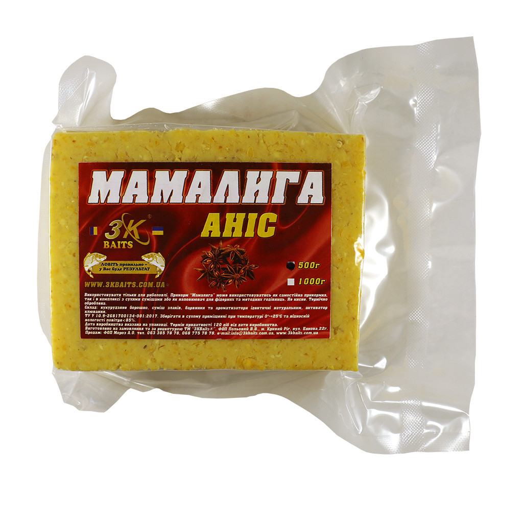Прикорм 3KBaits Мамалыга Анис 500г (3KB1178)