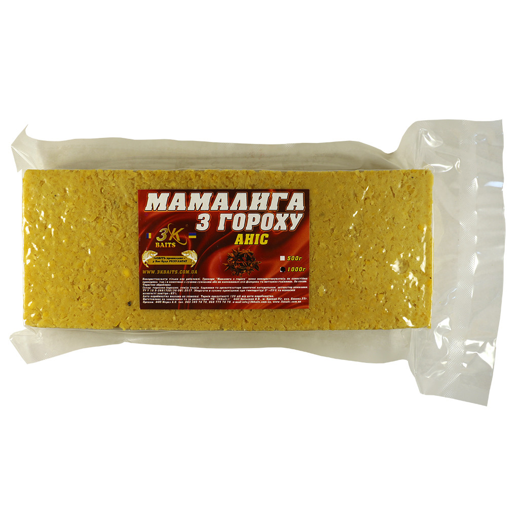 Прикорм 3KBaits Мамалига з гороху Аніс 1000г (3KB1182)
