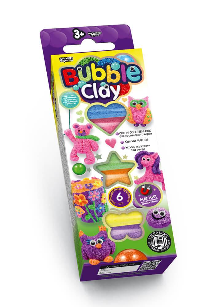 Тісто для ліплення Bubble Clay 6 кол. Danko Toys BBC-01-01U кульковий пластилін живі очі магнітна стрічка іграшка для дітей