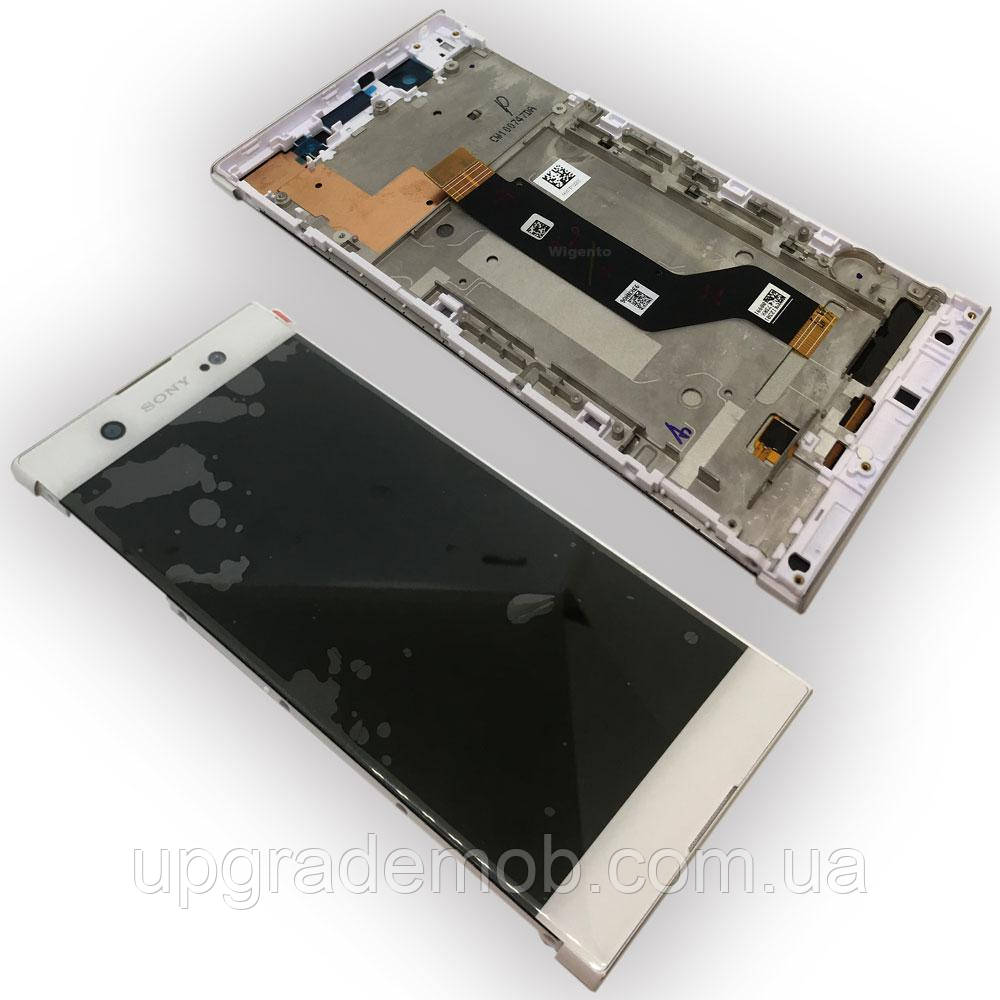 Дисплей модуль тачскрин Sony G3212 Xperia XA1 Ultra Dual / G3221 /G3223 /G3226 білий оригінал з рамкою