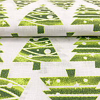 Польська бавовняна тканина "Ялинки салатові рядами на білому", фото 2