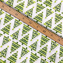 Польська бавовняна тканина "Ялинки салатові рядами на білому", фото 3