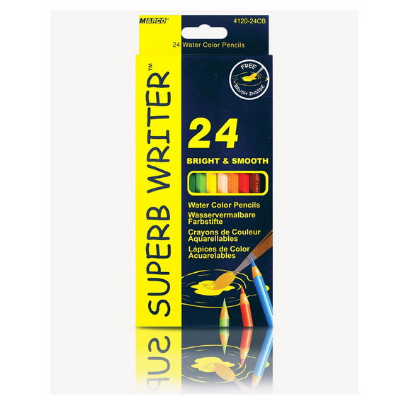 Кольорові акварельні олівці MARCO (Марко) Superb Writer 4120-24CB, Набір 24 кольору з пензликом